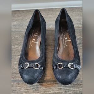 AGL Attilio Giusti Leombruni Black Suede Wedge Shoes Size 36(size 6)